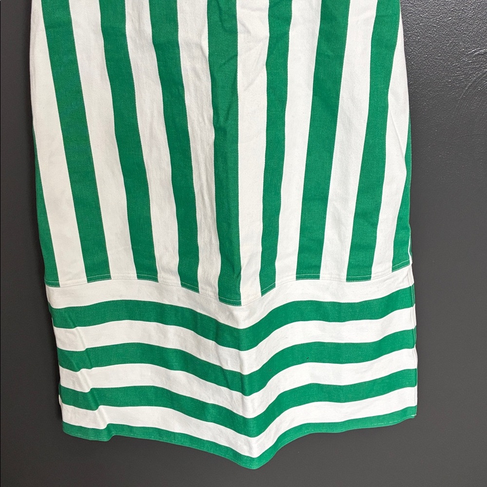 NWOT Hyacinth House Green & White Striped Hooper Denim Midi Dress Sz S - Picture 5 of 9